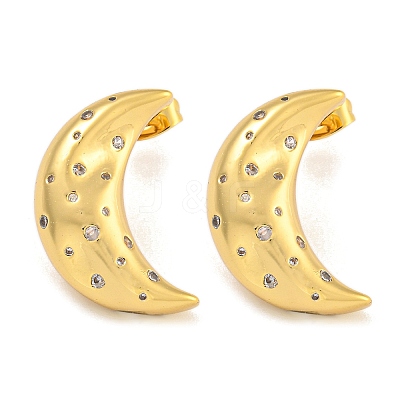 Brass Micro Pave Clear Cubic Zirconia Stud Earrings LS-EJEW-L295-002D-G-1