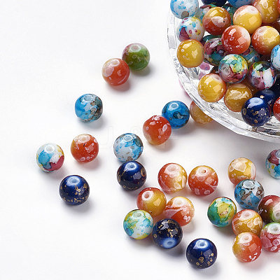 Spray Painted Resin Beads RESI-K005-02-1