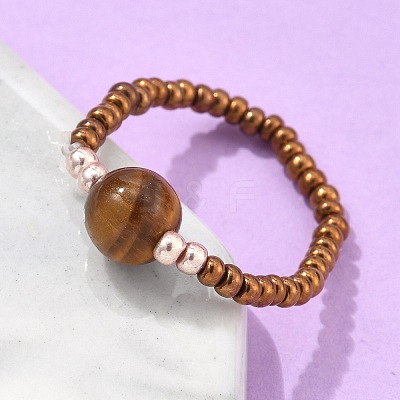 Natural & Synthetic Mixed Stone Stretch Rings X-RJEW-JR00255-1