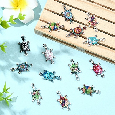 20Pcs 10 Colors Alloy Enamel Connector Charms ENAM-YW0008-59-1
