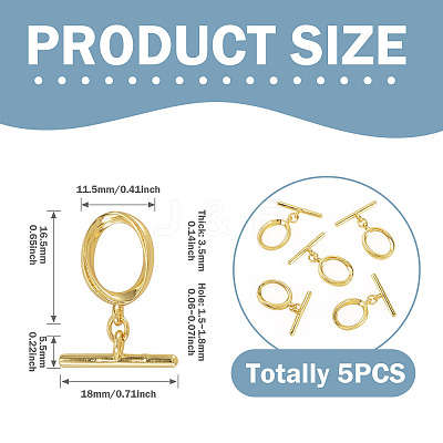 5Pcs Oval Brass Toggle Clasps KK-TADJ0001-24-1