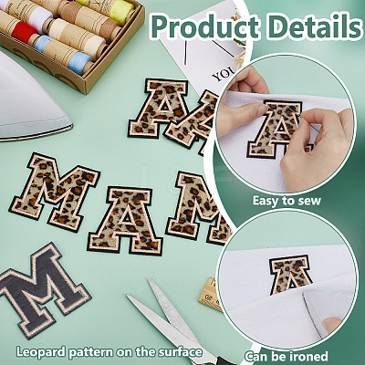 8Pcs 2 Styles Letter Polyester Iron on/Sew On Patches PATC-FG0002-70-1