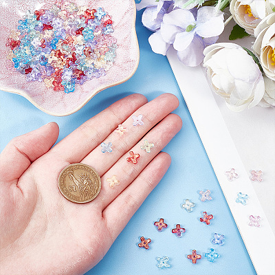 180Pcs 6 Colors Transparent Spray Painted Glass Beads GLAA-HY0001-25-1