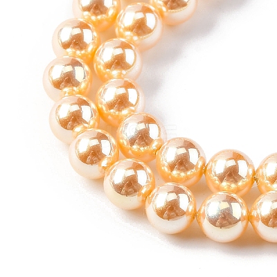 UV Plating Pearlized Glass Pearl Beads Strands GLAA-F128-01A-T6-1