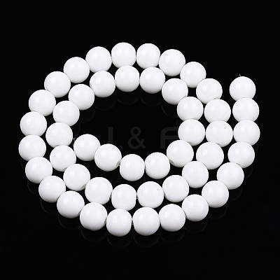Opaque Solid Color Glass Beads Strands GLAA-T032-P8mm-02-1
