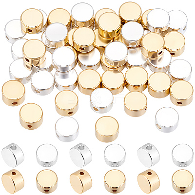 50Pcs 2 Colors Rack Plating Brass Beads KK-BBC0027-40-1