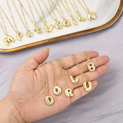 1Pc Initial Letter Brass Pendant Necklaces NJEW-YW0001-24T-1