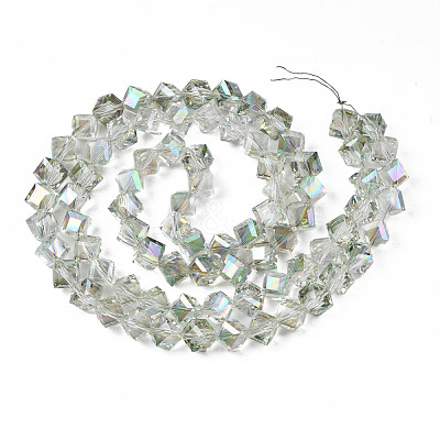 Electroplate Transparent Glass Beads Strands EGLA-N002-29-C03-1