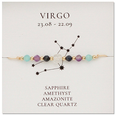Natural stone constellation bracelet with 12 zodiac signs NR2952-2-1