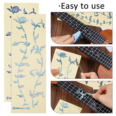 4 Sheets 4 Colors Paper Picture Stickers for Guitar Fingerboard Decoration STIC-FH0001-31-1