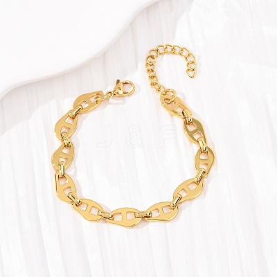 304 Stainless Steel Mariner Link Chains Bracelets for Women BJEW-F536-20G-1
