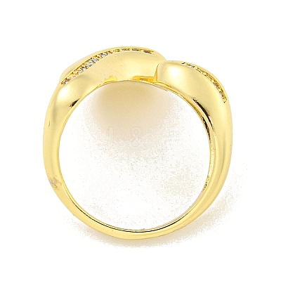 Brass Micro Pave Clear Cubic Zirconia Open Cuff Ring for Women RJEW-M173-13B-G-1