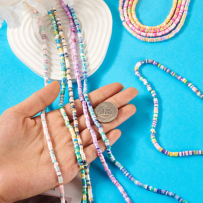 10Strands 10 Colors Handmade Polymer Clay Beads CLAY-TA0001-52-1