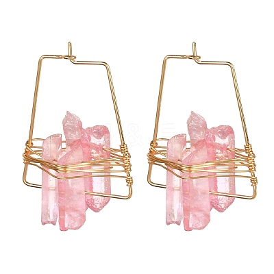 Electroplated Natural Quartz Wire Wrapped Earrings for Girl Women EJEW-JE04645-01-1