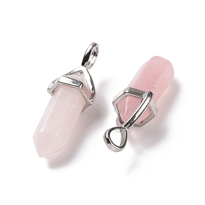 Natural Rose Quartz Pointed Pendants X-G-K329-52P-1