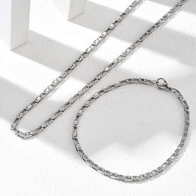 304 Stainless Steel Chain Necklaces & Bracelets Sets SJEW-D091-11P-1