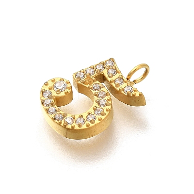 Ion Plating(IP) 304 Stainless Steel Micro Pave Cubic Zirconia Pendants STAS-H228-01G-05-1