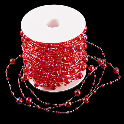 Acrylic Round Beaded Link Chains DIY-MB0007-001B-1