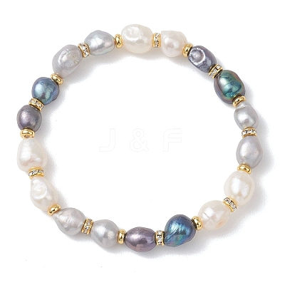 Natural Cultured Freshwater Pearl Beads Stretch Bracelets for Women BJEW-JB13387-1