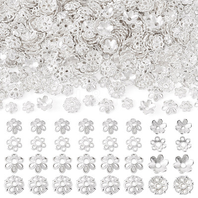 400Pcs 4 Styles Alloy Bead Caps FIND-TA0009-94S-1