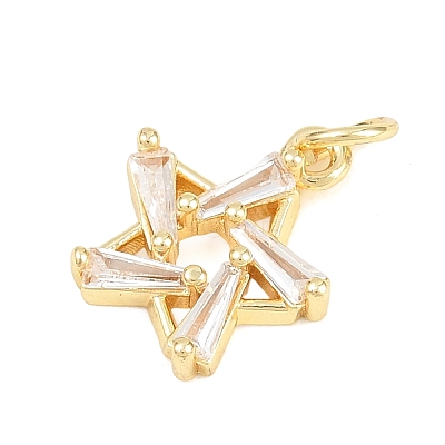 Brass Micro Pave Clear Cubic Zirconia Charms KK-F938-14G-1
