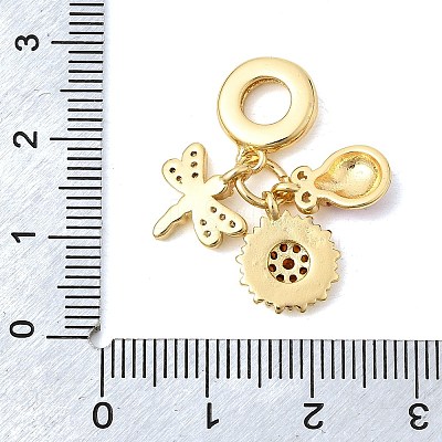 Brass Micro Pave Cubic Zirconia European Dangle Charms KK-Z150-06G-01-1