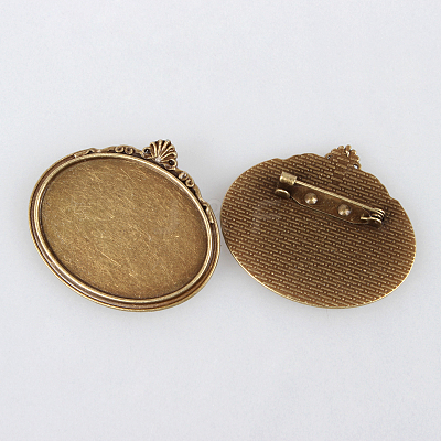 Vintage Alloy Brooch Cabochon Bezel Settings X-PALLOY-N0085-08AB-NF-1