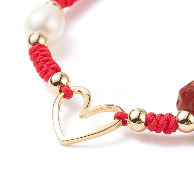 Natural Mixed Stone & Freshwater Pearl Braided Bead Bracelets BJEW-JB08720-03-1