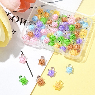 60Pcs 6 Colors Luminous Resin Cabochons RESI-FS0001-95-1