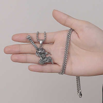 Halloween 304 Stainless Steel Guitar Skull Pendant Necklaces for Men WGCDC24-01-1