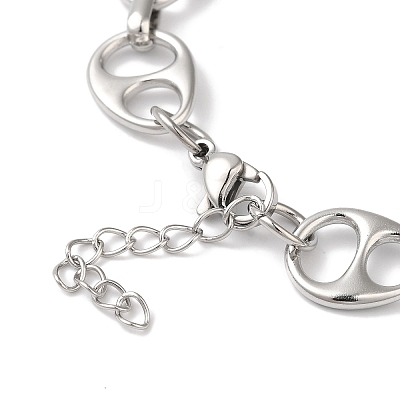 Non-Tarnish 304 Stainless Steel Hollow Teardrop Link Chain Bracelets for Women BJEW-B092-07P-1