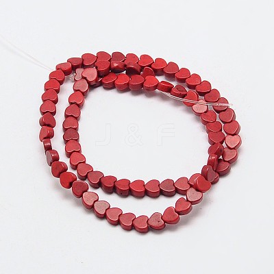 Dyed Synthetical Turquoise Heart Bead Strand G-P083-88D-1