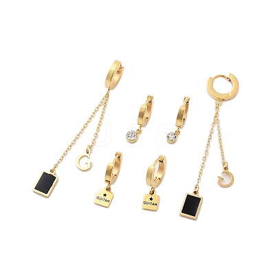 Ion Plating(IP) 3Pairs 3 Styles 304 Stainless Steel Hoop Earrings EJEW-A114-06G-1