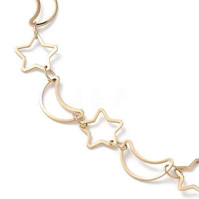 Ion Plating(IP) 304 Stainless Steel Star & Moon Link Chain Anklets for Men Women STAS-B039-15G-1
