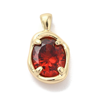 Golden Brass Micro Pave Cubic Zirconia Pendants KK-U031-02G-02-1