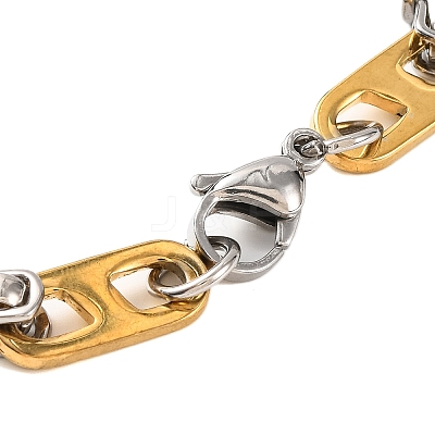 201 Stainless Steel Rectangle Byzantine Chain Bracelets BJEW-B078-111GP-1