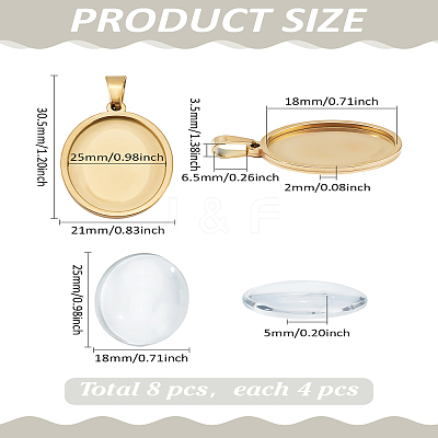 4Pcs Stainless Steel Pendant Cabochon Settings STAS-LP0005-54-1