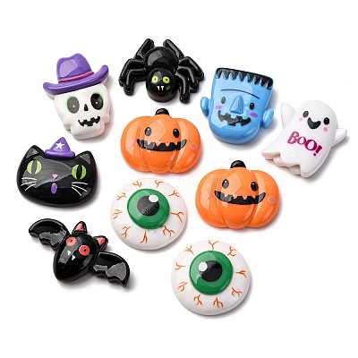 Halloween Theme Opaque Resin Cabochons RESI-B033-01-1