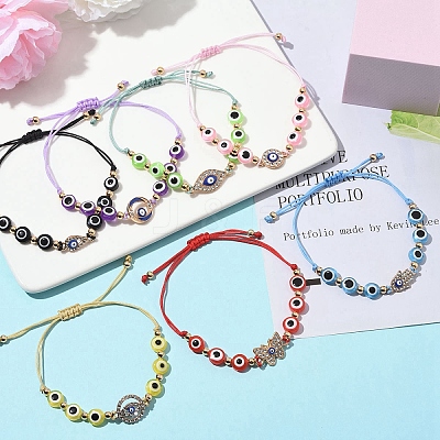 Resin Evil Eye Braided Bead Bracelets for Women BJEW-FS00018-02-1