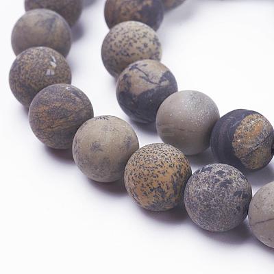 Natural Dendritic Jasper Beads Strands G-F520-47-8mm-1