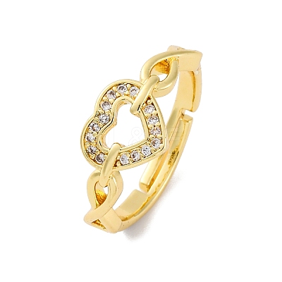 Adjustable Brass Micro Pave Clear Cubic Zirconia Rings for Women RJEW-U043-05G-1