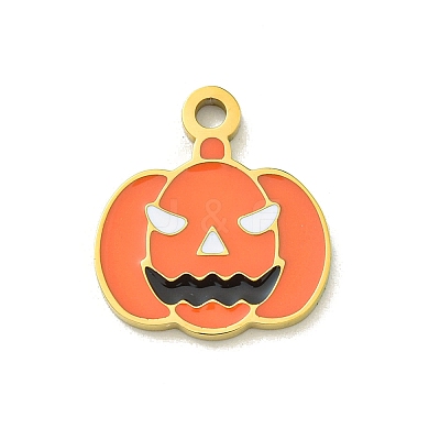 Halloween Theme Ion Plating(IP) 304 Stainless Steel Enamel Charms STAS-M011-03G-1