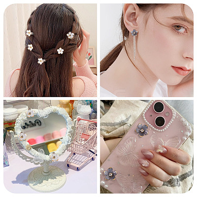 100Pcs 2 Colors Transparent Resin Sakura Flower Bead Caps RESI-TA0005-57-1