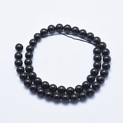 Natural Black Tourmaline Beads Strands G-E444-27-8mm-1