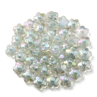 UV Plating Rainbow Iridescent Transparent Acrylic Beads OACR-C007-03E-1