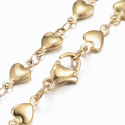 304 Stainless Steel Heart Link Chain Jewelry Sets X-SJEW-H103-A-01G-1