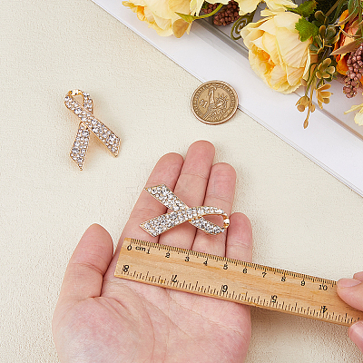 2Pcs Awareness Ribbon Alloy Rhinestone Brooches for for Backpack Clothes JEWB-FH0002-19G-1