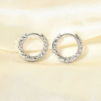 Non-Tarnish 304 Stainless Steel Grooved Hoop Earrings EJEW-M218-01A-P-1