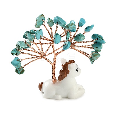 Natural & Synthetic Gemstone Chips Tree of Life Decorations DJEW-A017-01-1