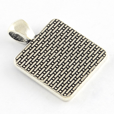 Tibetan Style Square Alloy Pendant Cabochon Settings TIBEP-Q051-17AS-RS-1